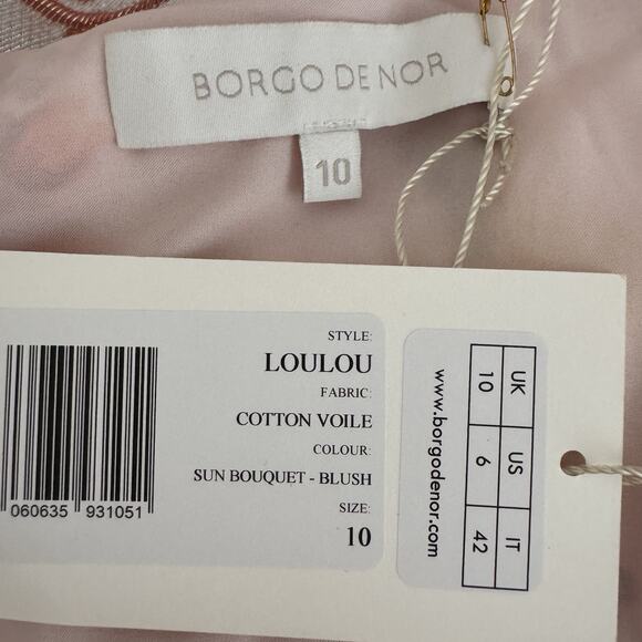 Borgo de Nor Pink Floral Ruffle Cotton Voile LouLou Dress Size US 6 NWT Romantic - Picture 11 of 12